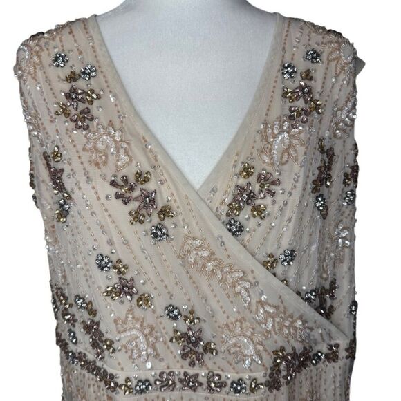 NWT MAC DUGGAL Embellished Wrap Over Cap Sleeve A-Line Gown 93575 Size 22 - Picture 6 of 12